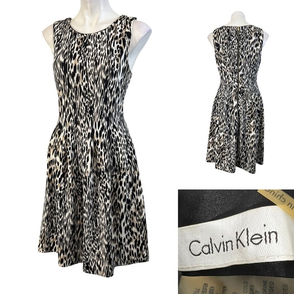 Calvin Klein Dresses & Skirts - Calvin Klein dress size S/4-6 sleeveless animal print A-line fit & flare